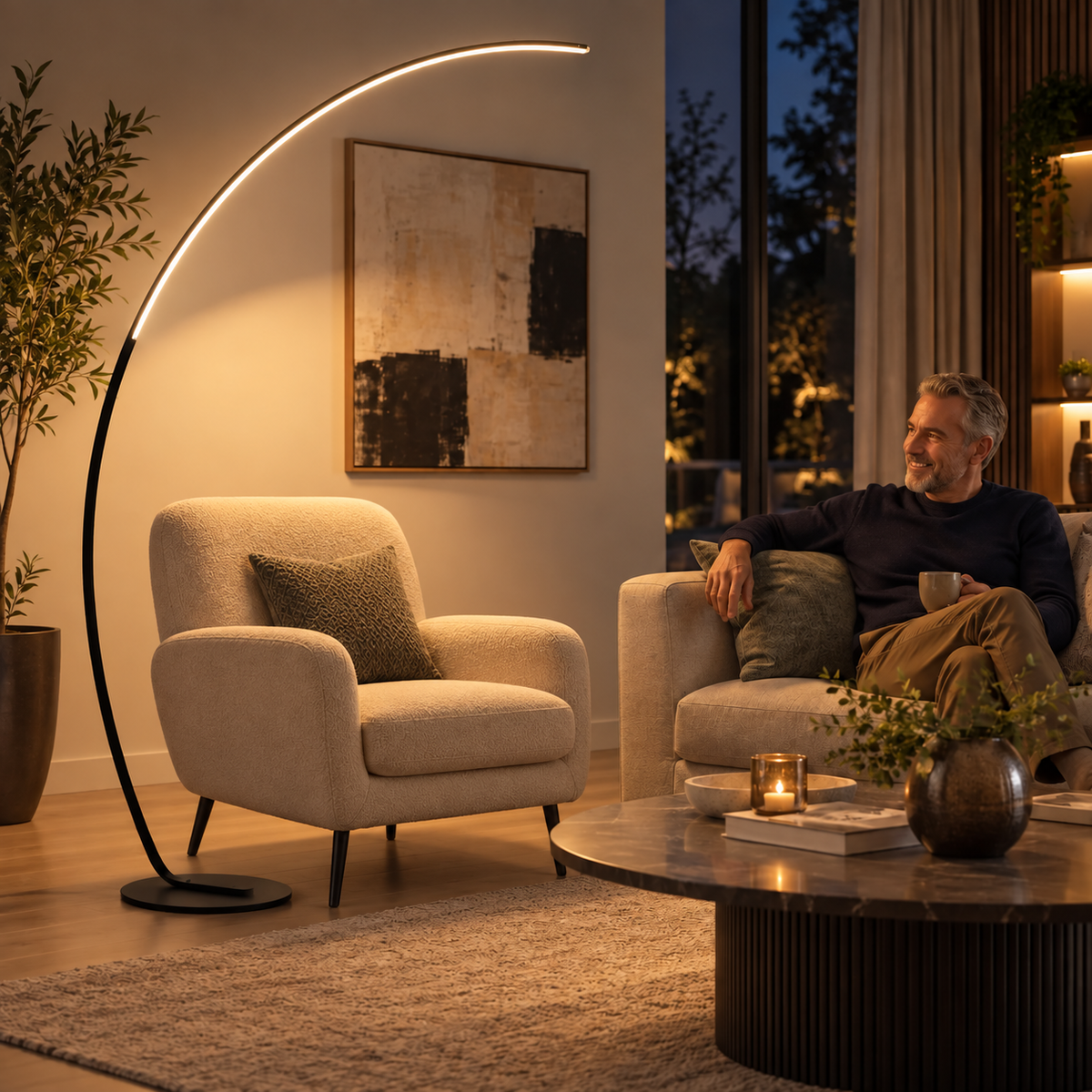Lampadaire arc LED nordique en aluminium