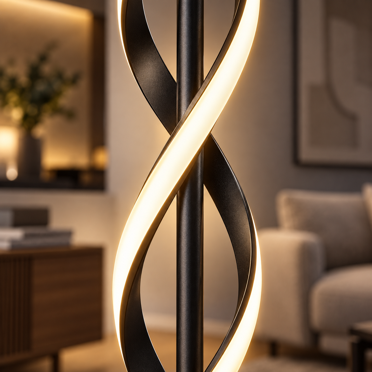 Lampadaire LED sculptural nordique en aluminium
