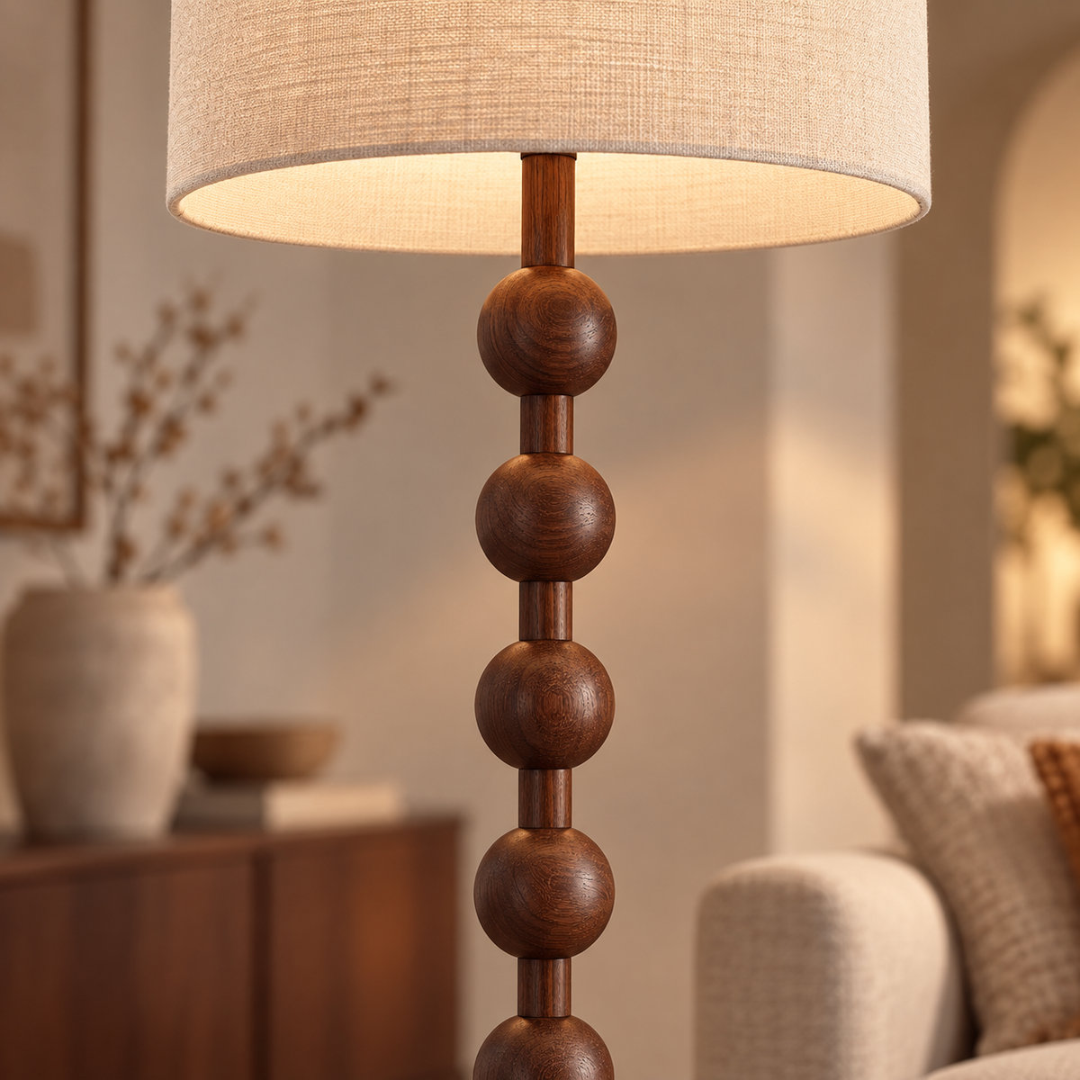 Lampadaire wabi-sabi finition noyer