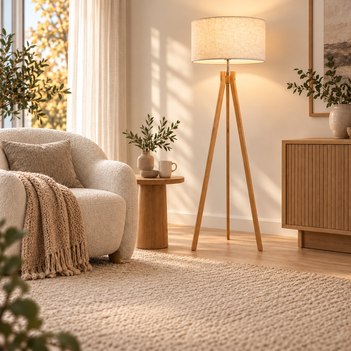 Lampadaire nordique luxueux en bois