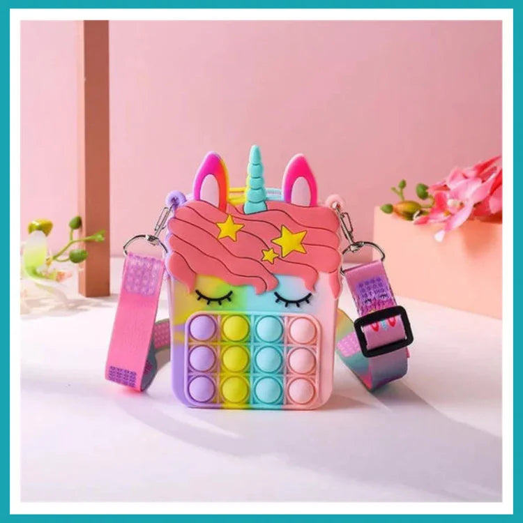 Bolsa Pop It unicornio - Bandolera de moda para niñas