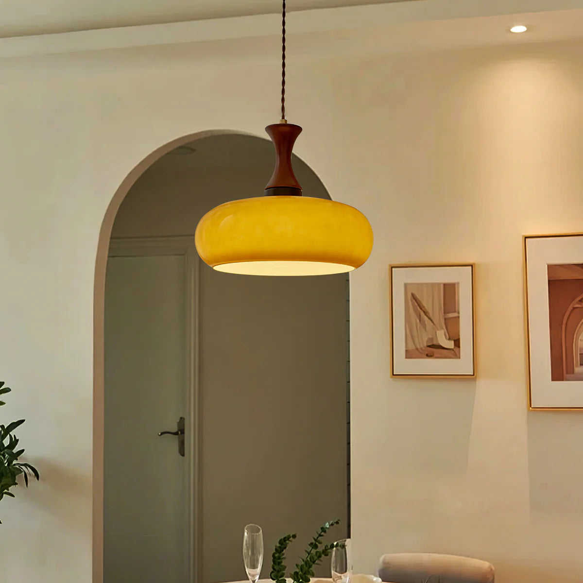 Bauhaus Wood & Glass Pendant Light