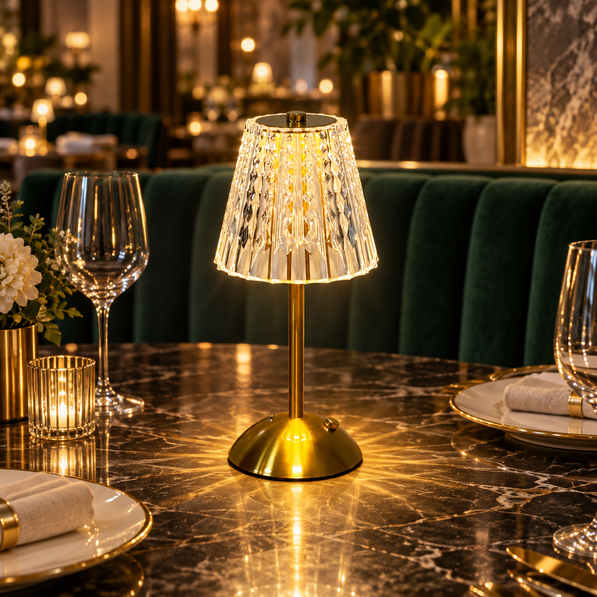 Lampe de table LED effet cristal