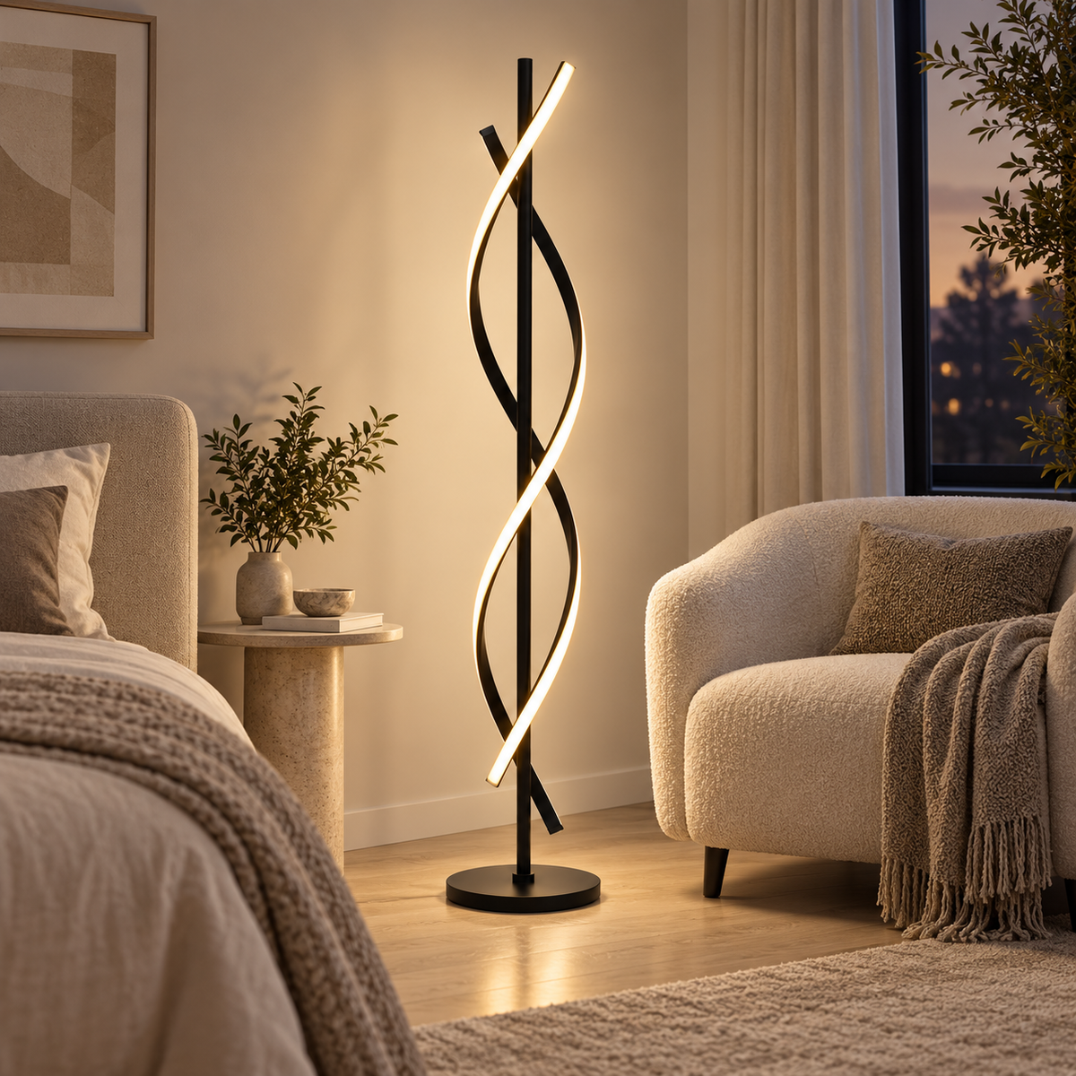 Lampadaire LED sculptural nordique en aluminium