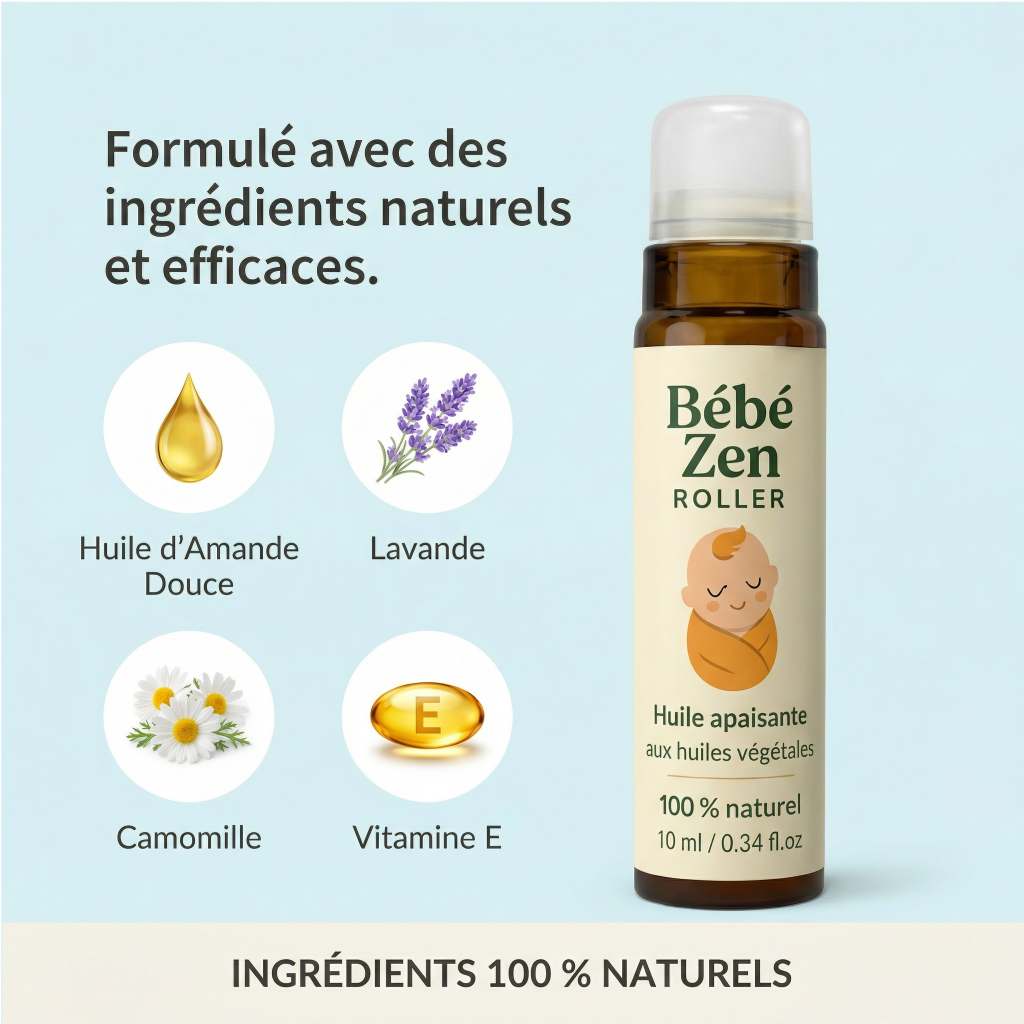 Bébé zen roller - Roll-on naturel pour poussées dentaires