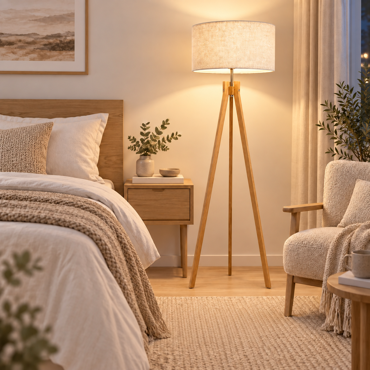 Lampadaire nordique luxueux en bois