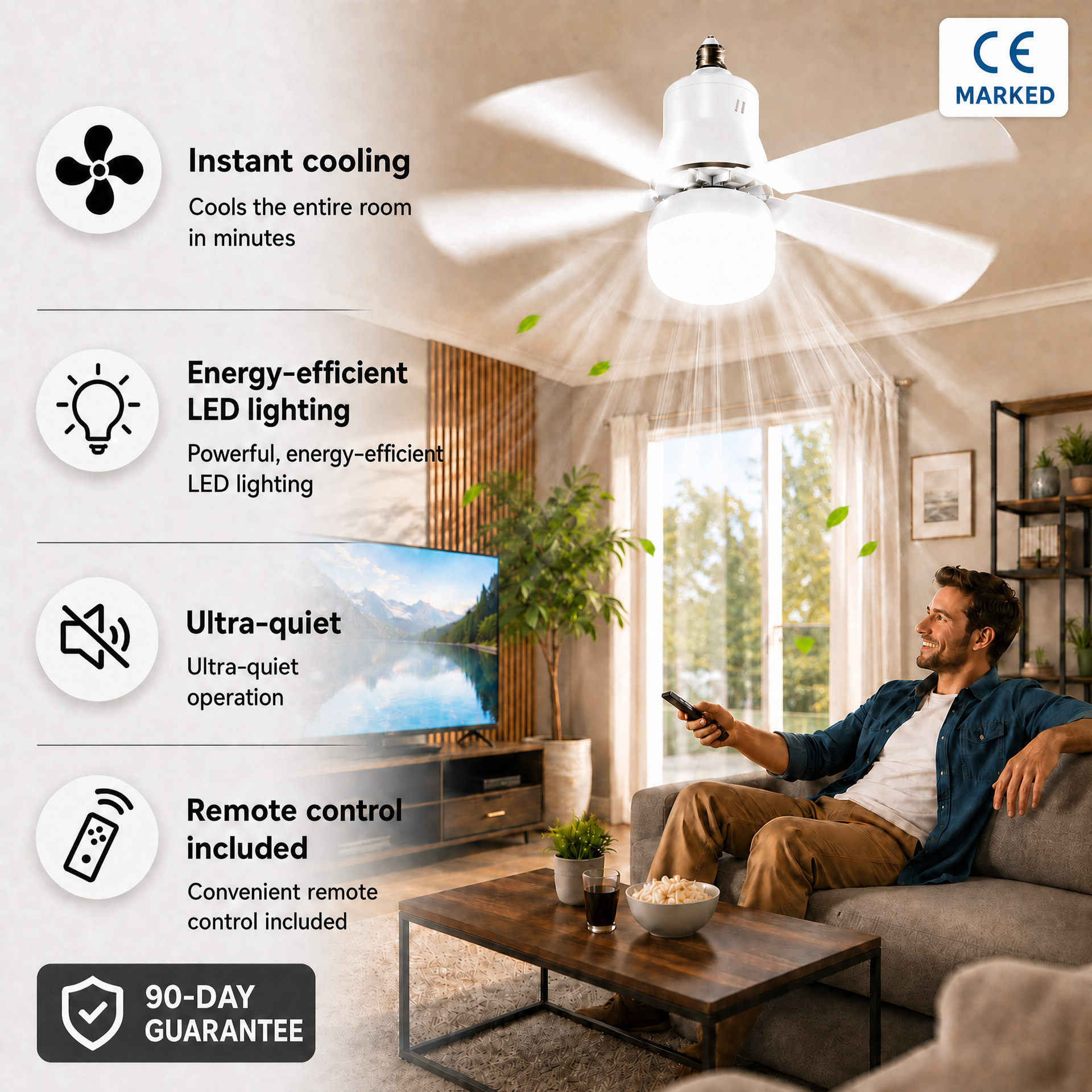 52cm LED Ceiling Fan with Light & Remote –  40W