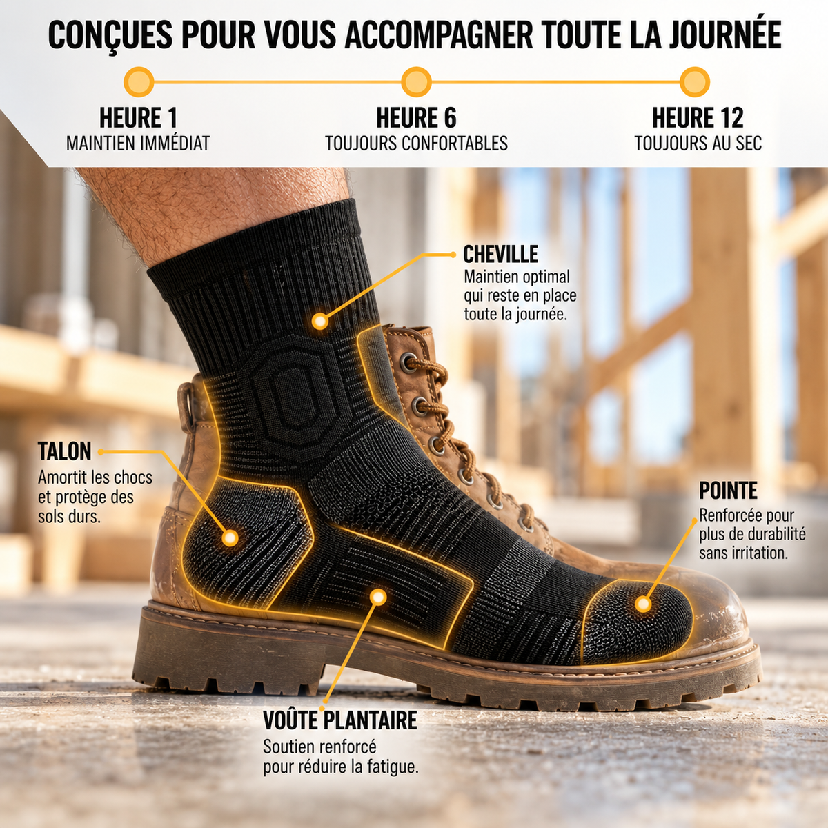 Beebeo | Chaussettes de Travail Renforcées
