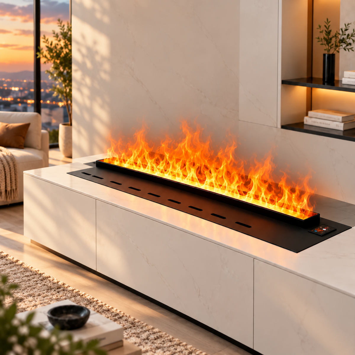 Smart LED Electric Fireplace with Water Vapor