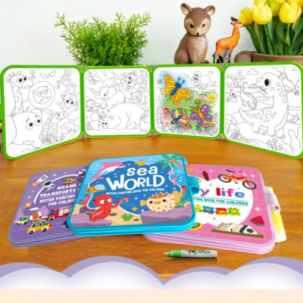 DoodleDry™ - Livre de coloriage à l'eau réutilisable