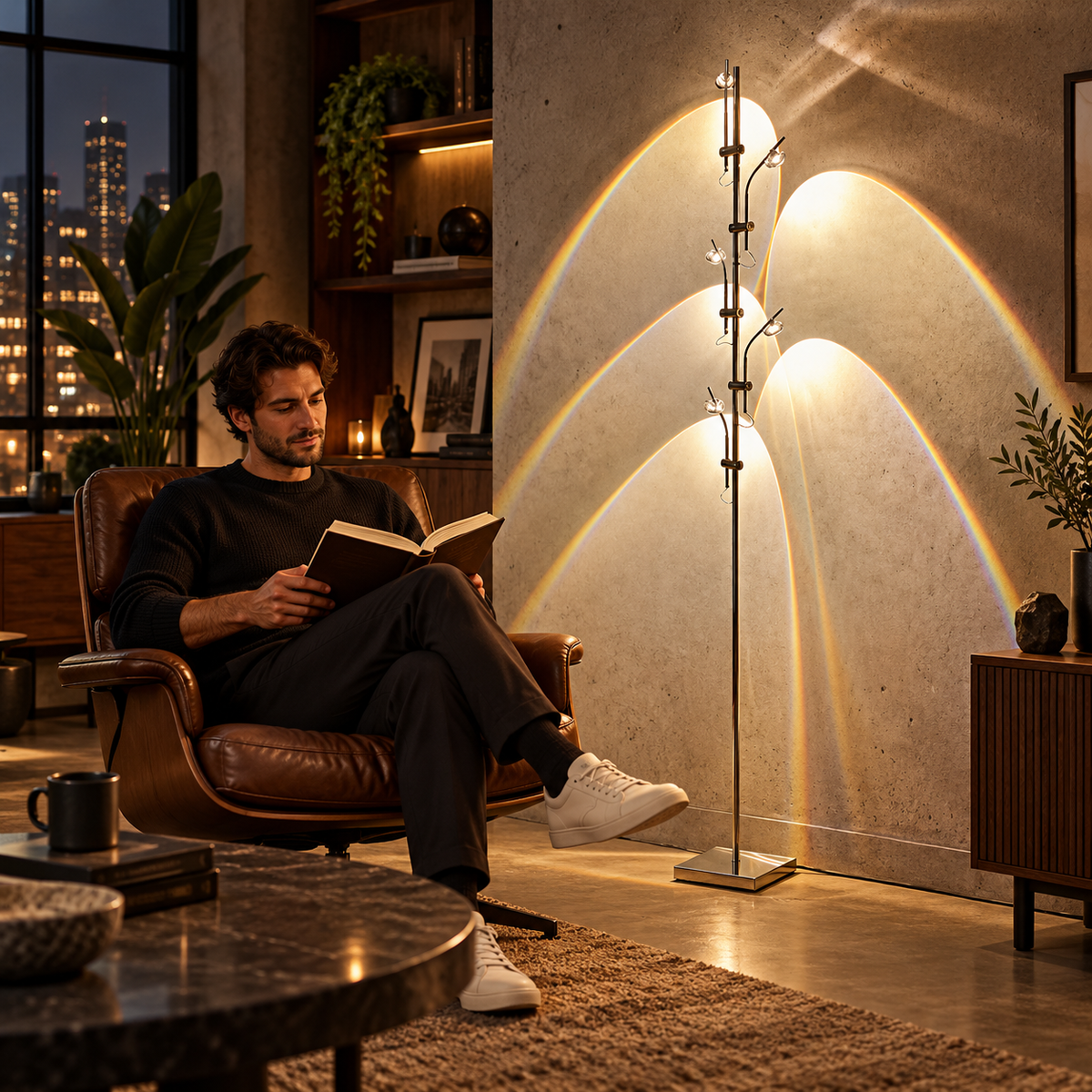 Lampadaire arc LED moderne réglable