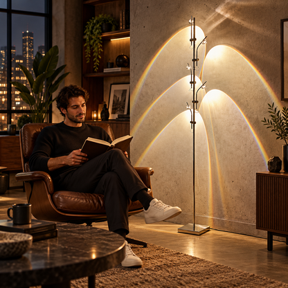Modern LED Floor Lamp with Adjustable Light Heads