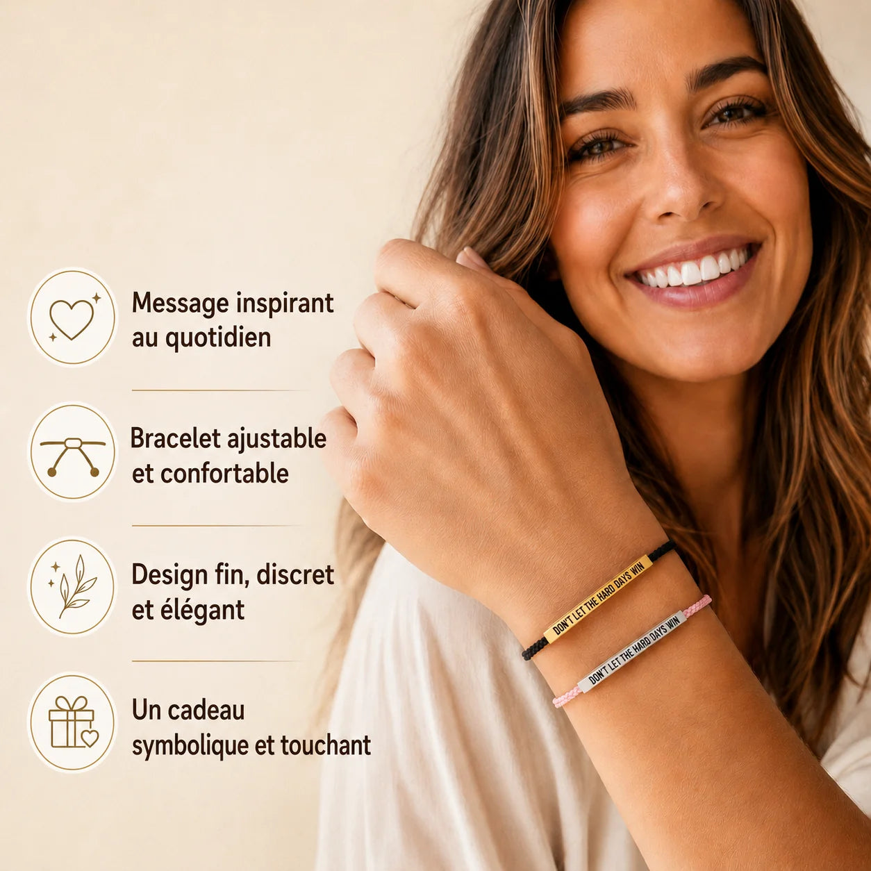 Beebeoeu™ | Bracelet « Ne laissez pas les jours difficiles prendre le dessus »