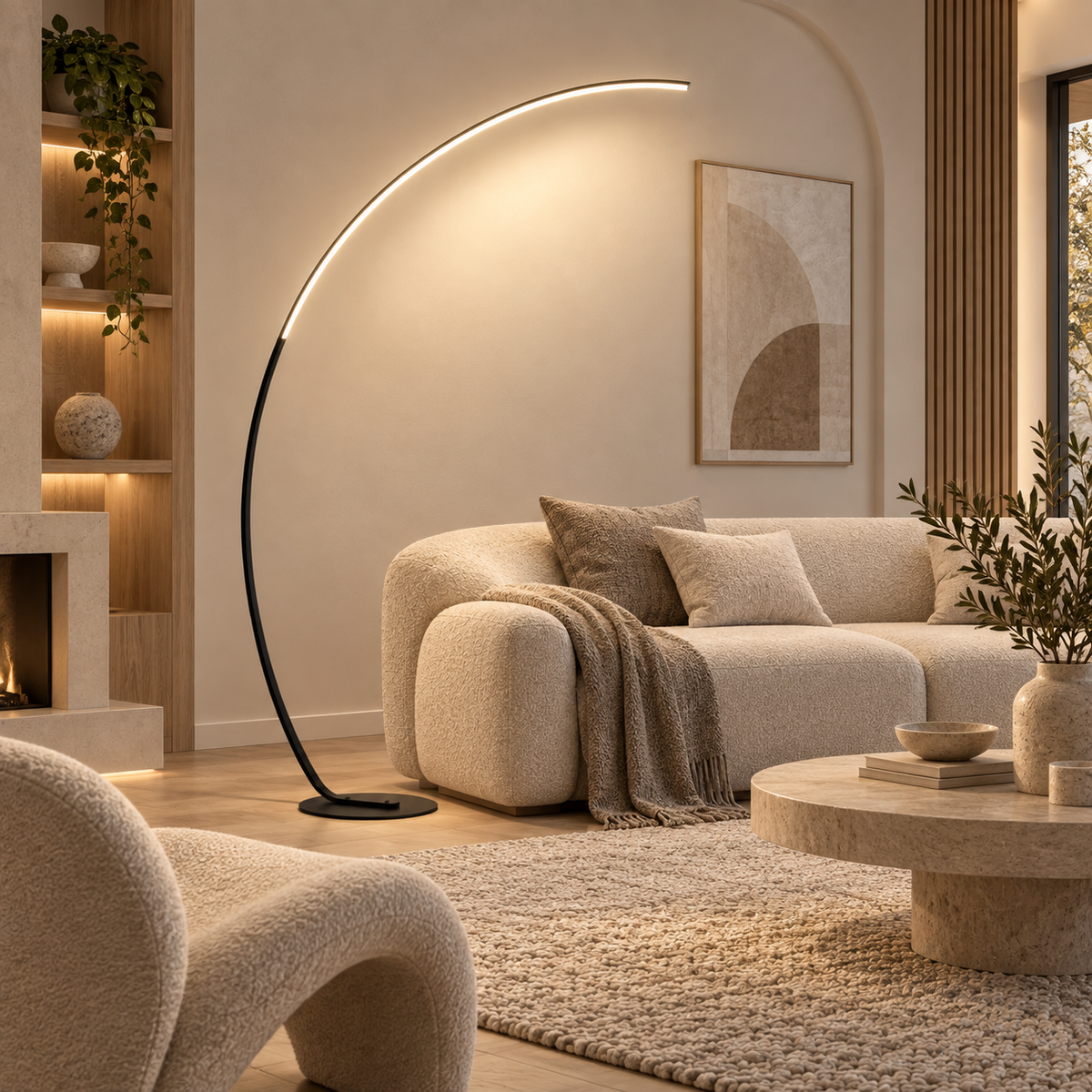 Lampadaire arc LED nordique en aluminium