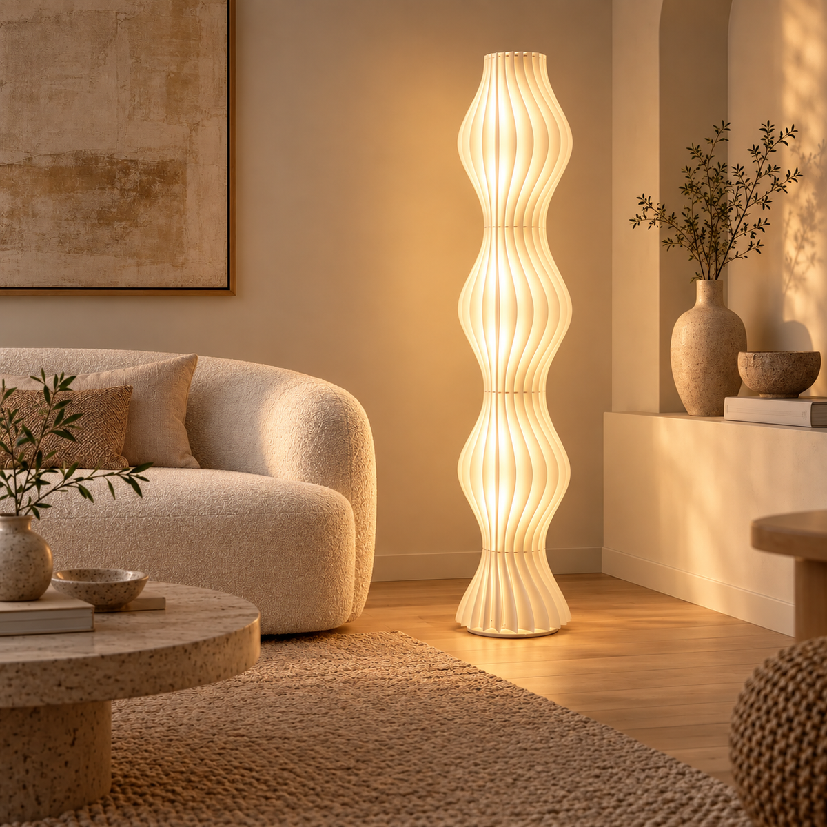 Lampadaire sculptural wabi-sabi