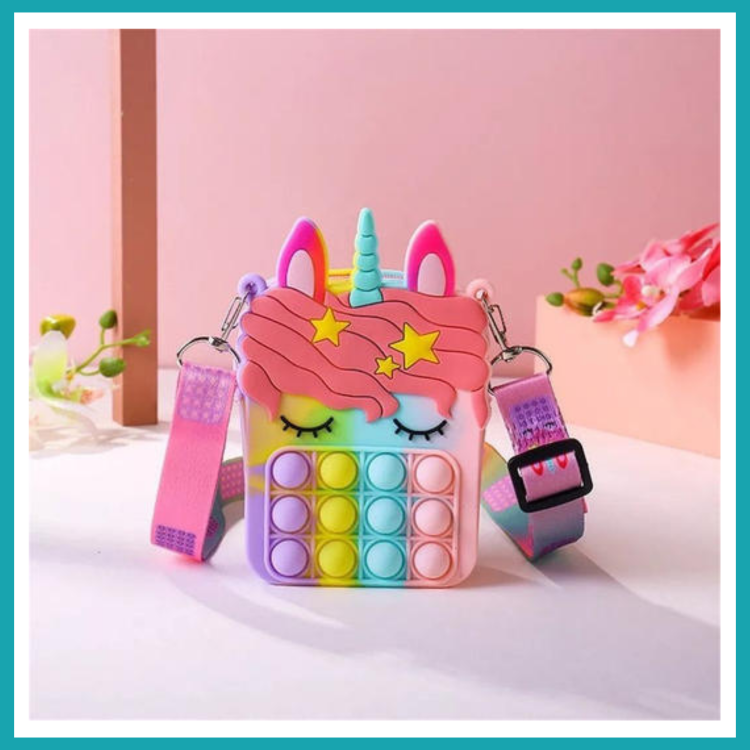 Bolsa Pop It  unicornio - Bandolera de moda para niñas