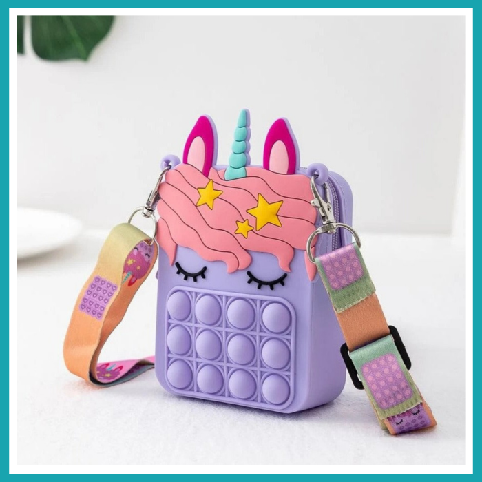 Bolsa Pop It  unicornio - Bandolera de moda para niñas