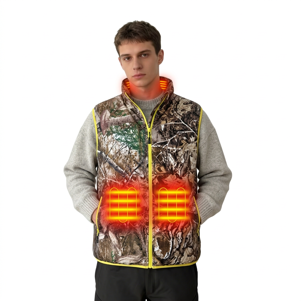 Gilet polaire chauffant camouflage
