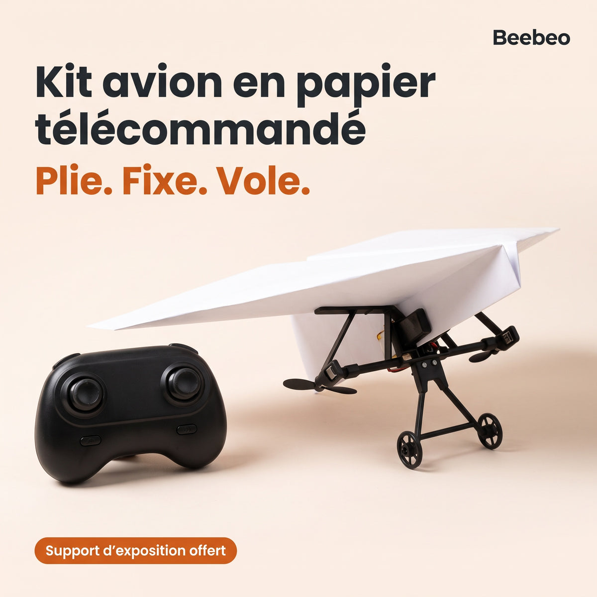 Kit avion en papier télécommandé Beebeo avec sa télécommande