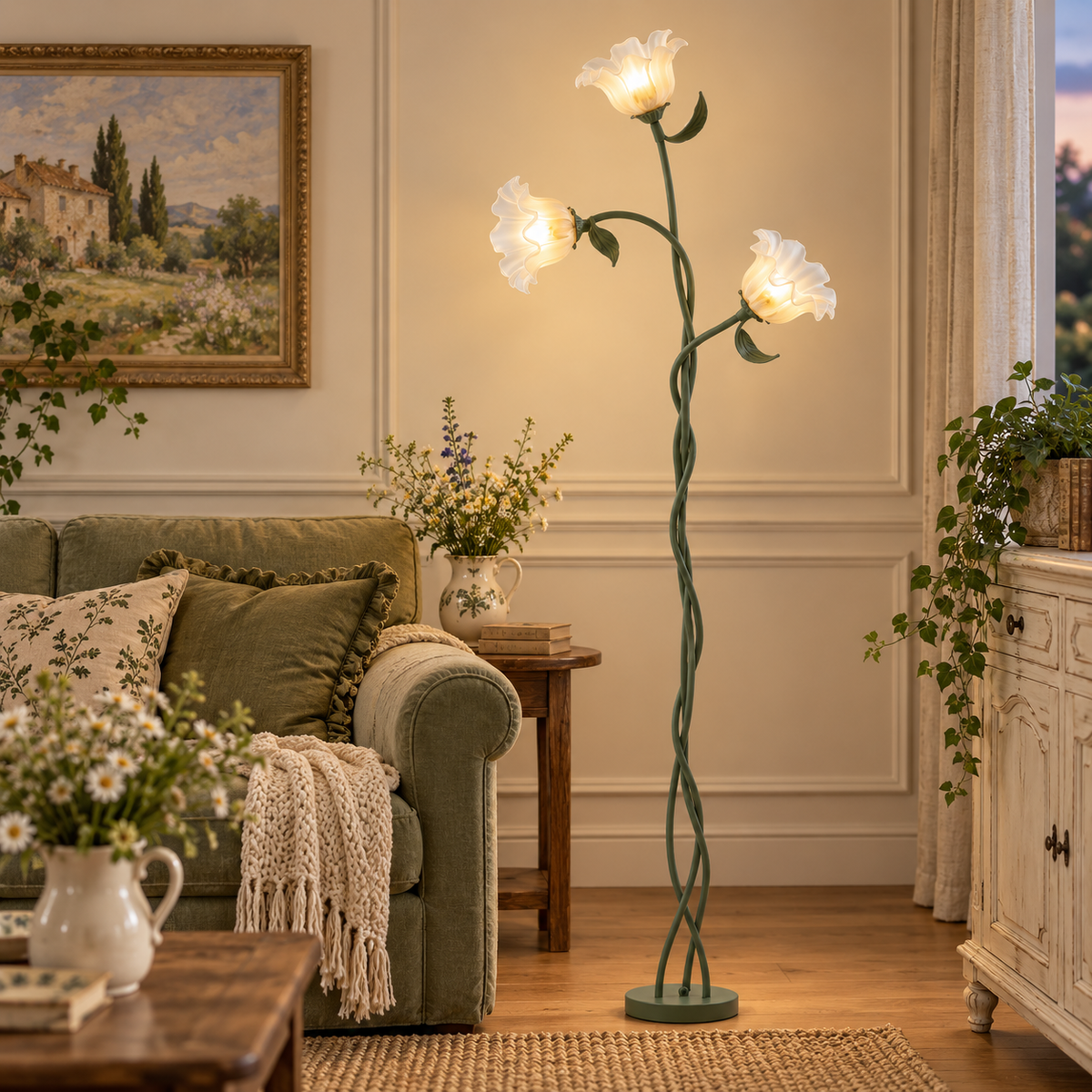 Lampadaire rétro floral style campagne française