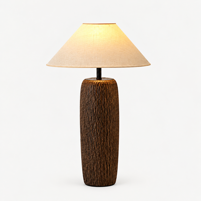 Retro Ceramic Floor Lamp with Fabric Shade