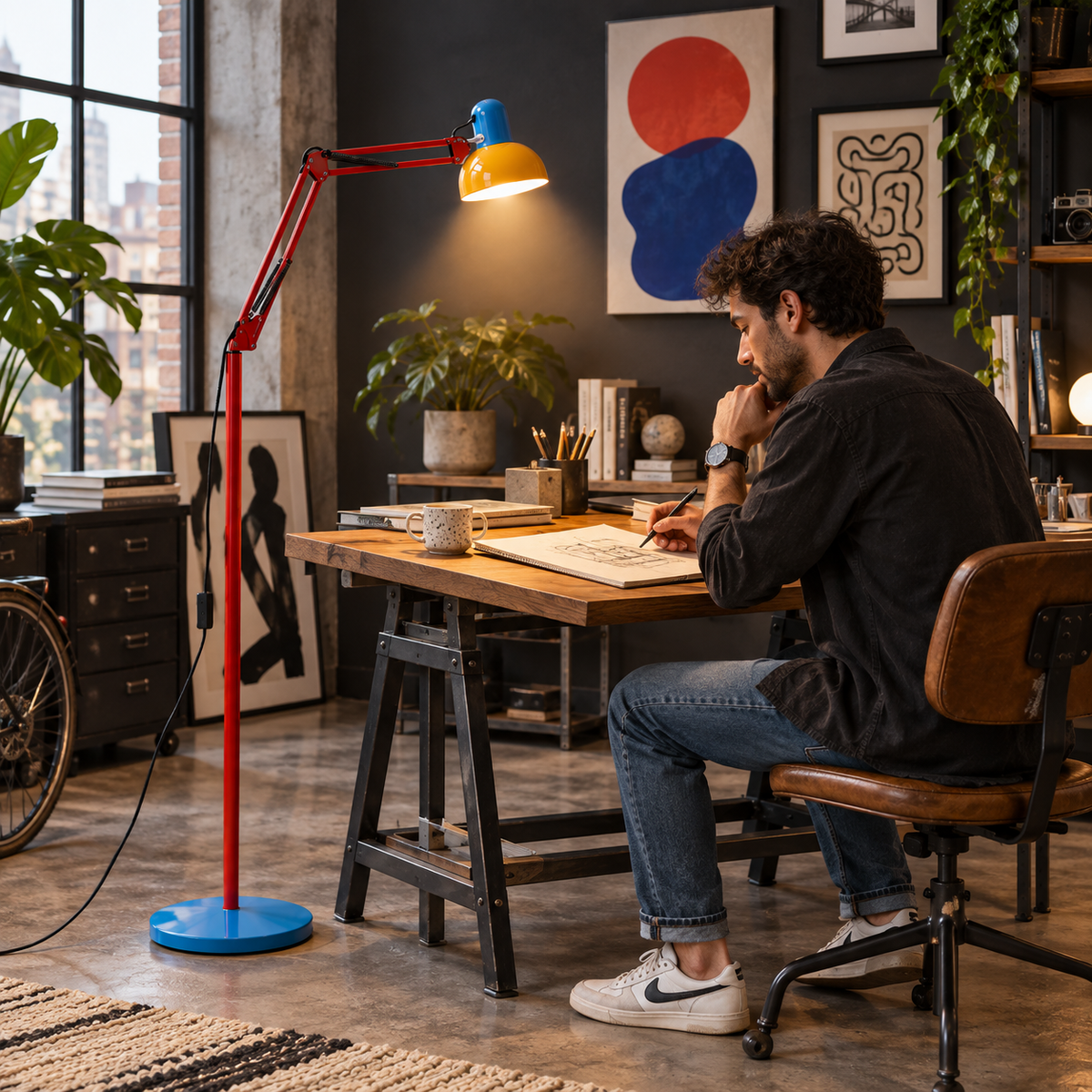 Lampadaire d'angle LED pliable moderne
