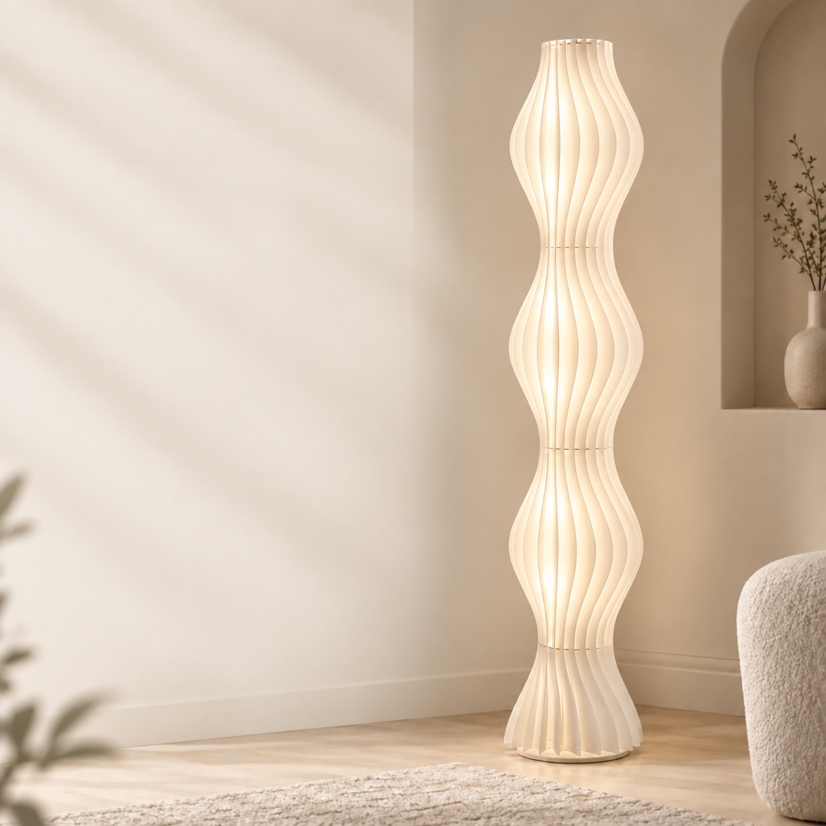 Lampadaire sculptural wabi-sabi