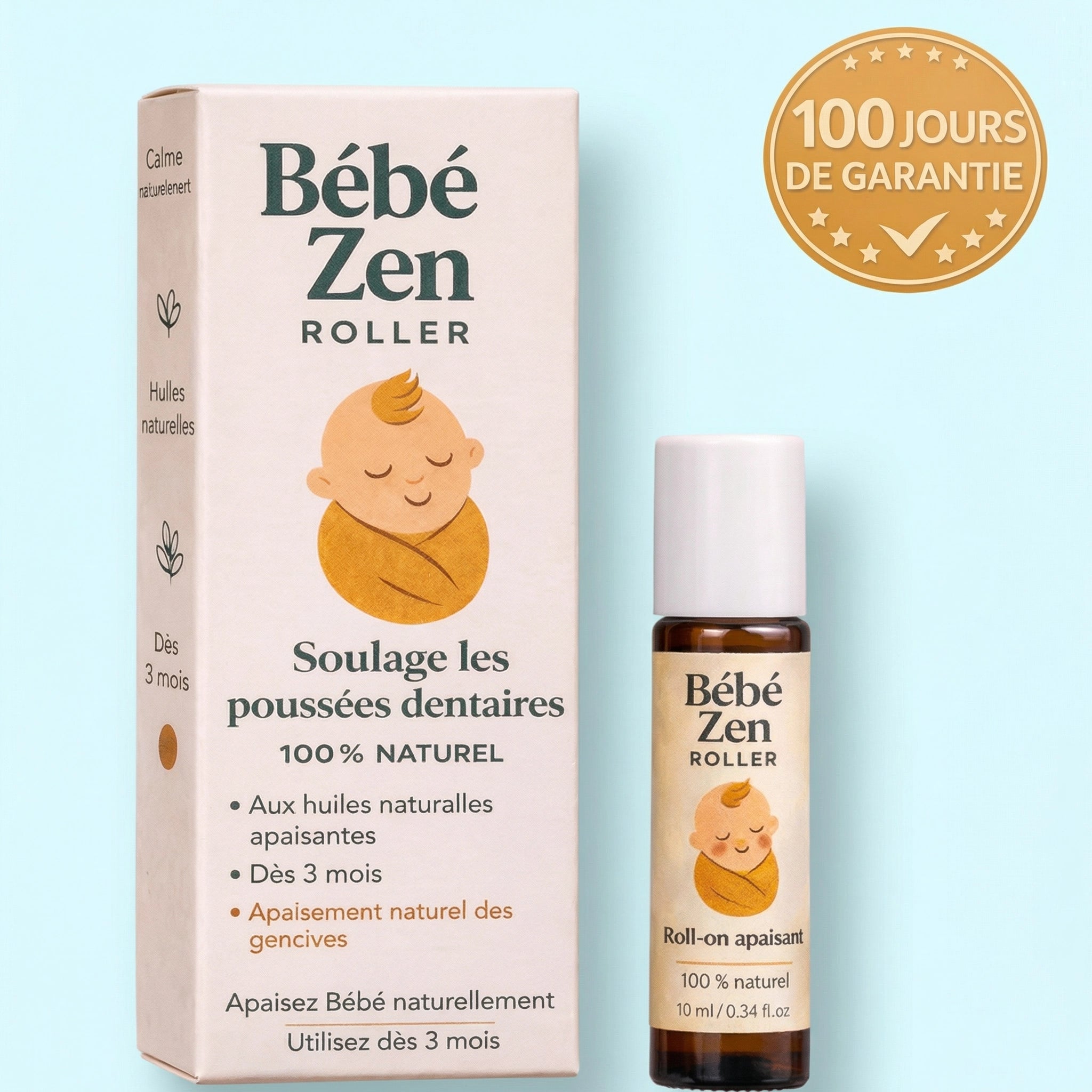 Bébé Zen Roller® - Roll-on naturel pour la poussée dentaire